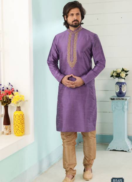 Purple New Party And Function Wear Traditional Art Banarasi Silk Kurta Churidar Pajama Redymade Collection 1036-8545